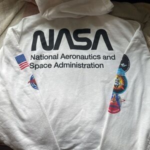 PacSun White and Black NASA Sweaters Casual Crew-Neck